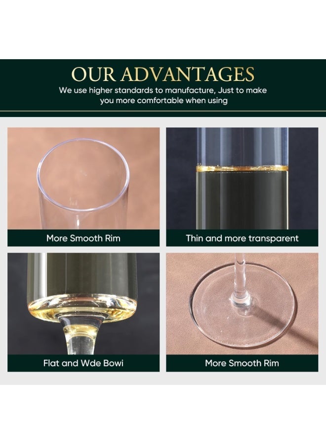 دبي كريستال طقم من 6 كؤوس شمبانيا كريستالية، مصنوعة يدويًا، أنيقة وفاخرة، خالية تمامًا من الرصاص، سعة 190 مل. - Image 4